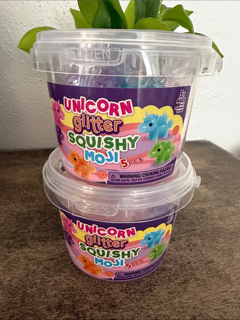 Unicorn Glitter Squishy Moji 5-Pack - Assorted Pastel Colors
